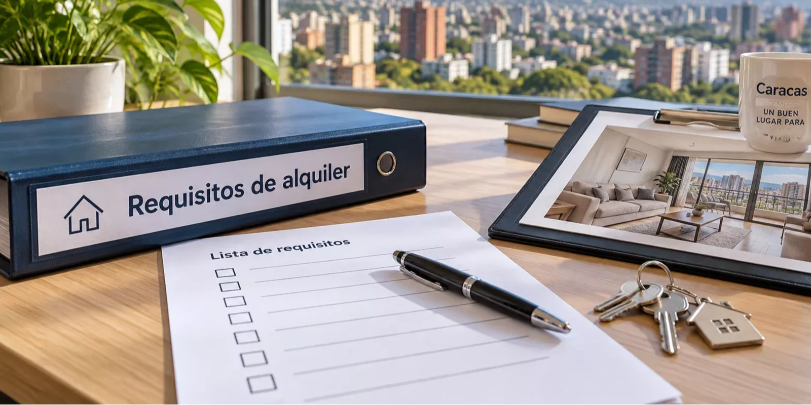 Carpeta de documentos y lista de preguntas para alquilar una vivienda en Caracas