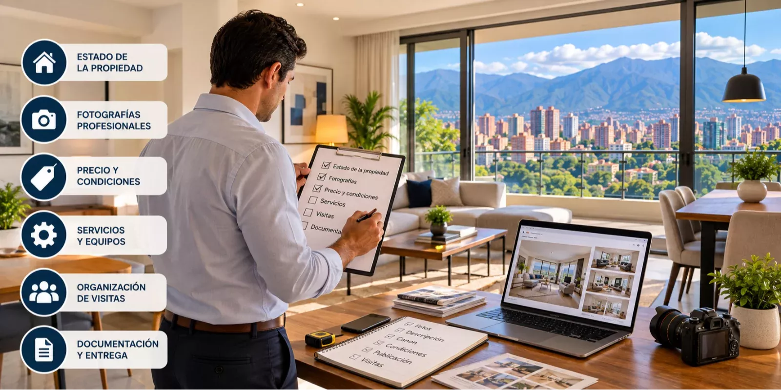 Propietario preparando información y condiciones para publicar un apartamento en alquiler en Caracas