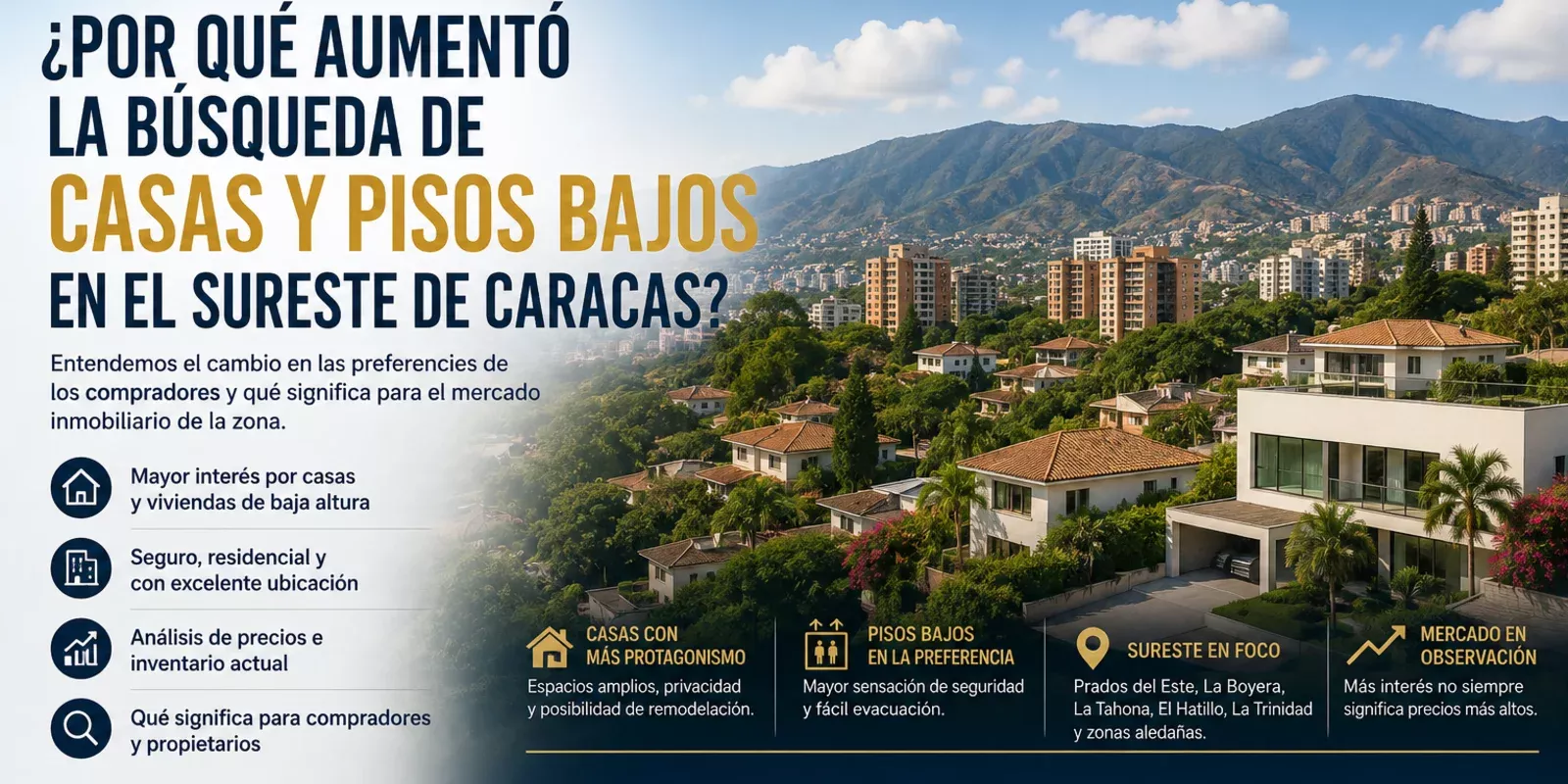 ¿Por qué aumentó la búsqueda de casas y pisos bajos en el sureste de Caracas?
